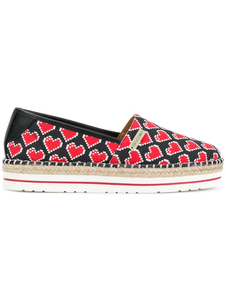 Love Moschino Pixel Heart Print Espadrilles - Black