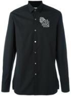 Lanvin Rose Tattoo Embroidered Shirt, Men's, Size: 39, Black, Cotton