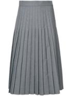 Thom Browne Pleated Below-knee Wool Skirt - Grey