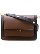 Marni Medium Trunk Shoulder Bag, Women's, Brown, Calf Leather/polyamide/polyester/brass