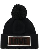 Fendi Love Slogan Beanie Hat - Black