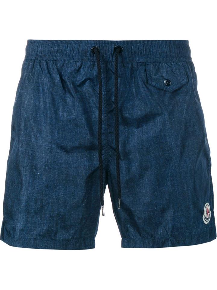 Moncler Logo Swim Shorts, Men's, Size: M, Blue, Polyamide/polyester