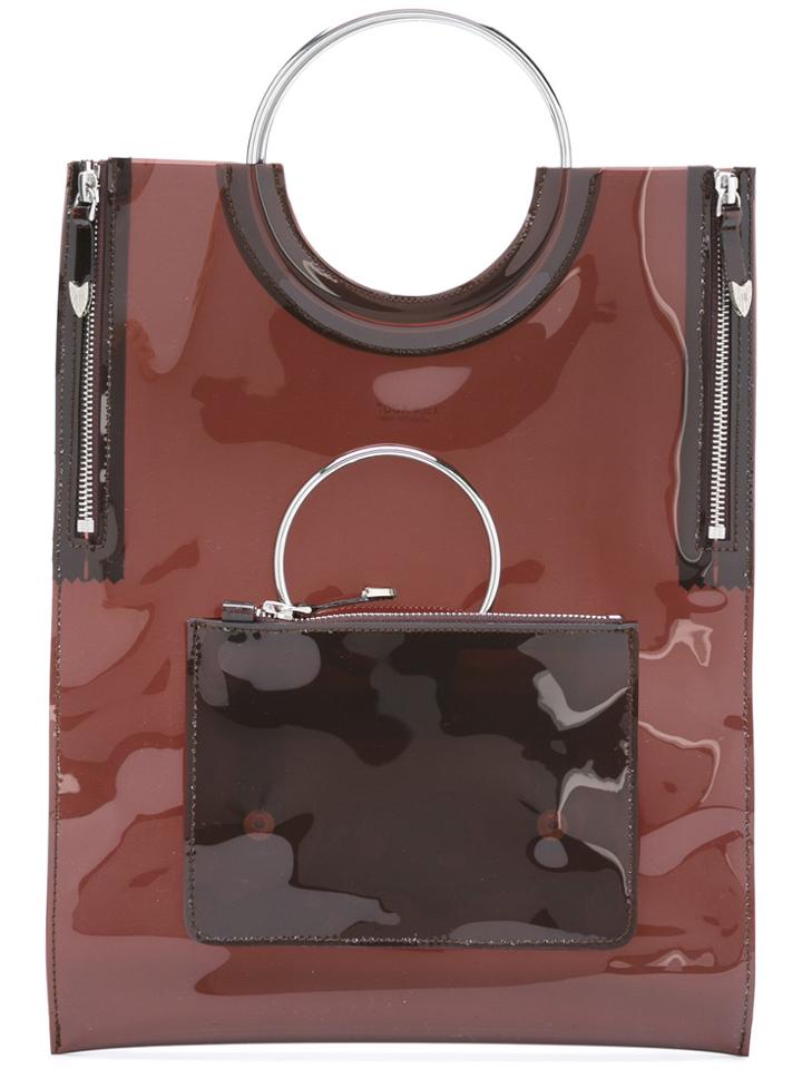 Toga Ring Handle Vinyl Tote Bag - Brown