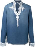 Stella Mccartney - Embroidered Shirt - Men - Cotton/linen/flax - 46, Blue, Cotton/linen/flax