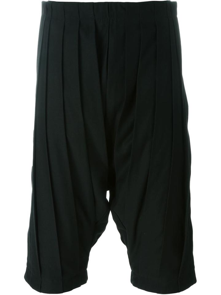 Individual Sentiments Pleated Shorts, Men's, Size: Ii, Black, Cotton