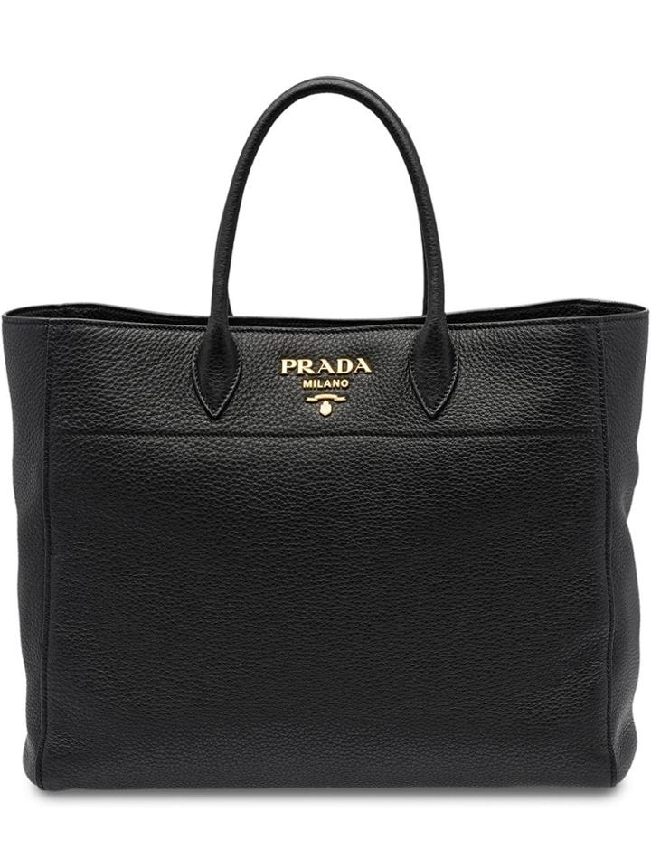 Prada Leather Tote Bag - Black