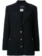 Chanel Vintage Logo Button Blazer, Women's, Size: 44, Black