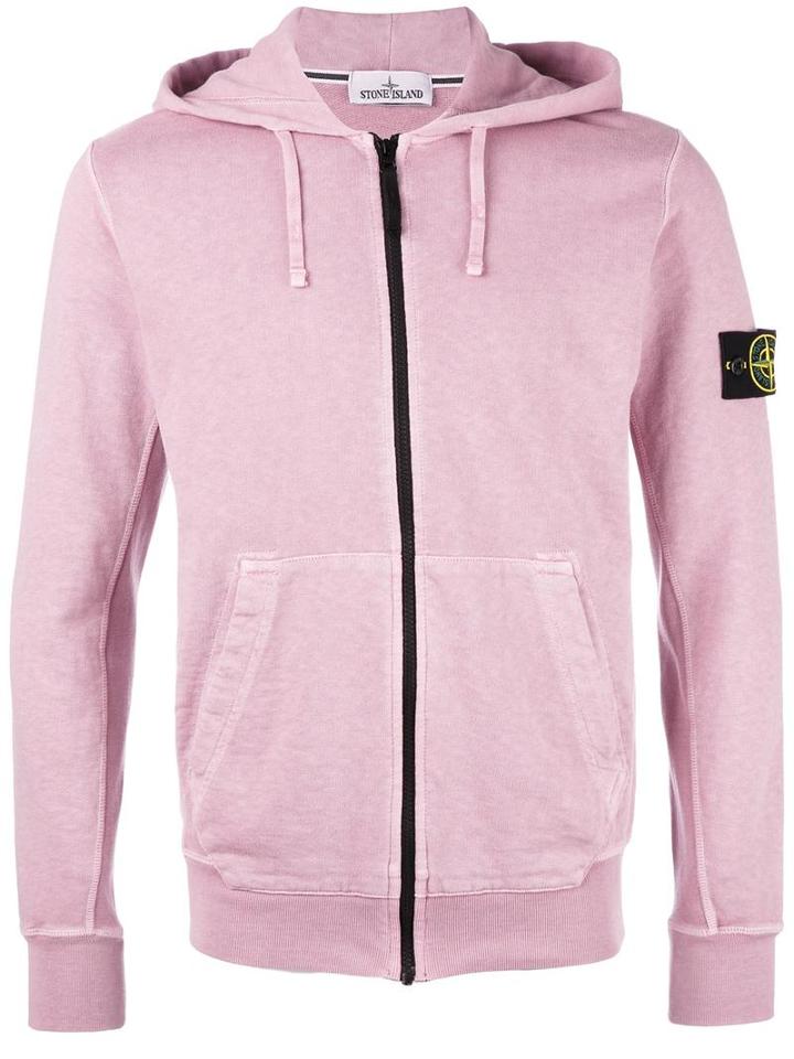 Stone Island Zip Hoodie, Men's, Size: Large, Pink/purple, Cotton