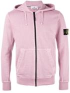 Stone Island Zip Hoodie, Men's, Size: Large, Pink/purple, Cotton