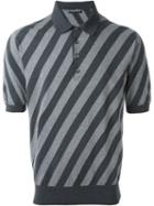 Dolce & Gabbana Diagonal Stripe Polo Shirt, Men's, Size: 48, Grey, Cotton