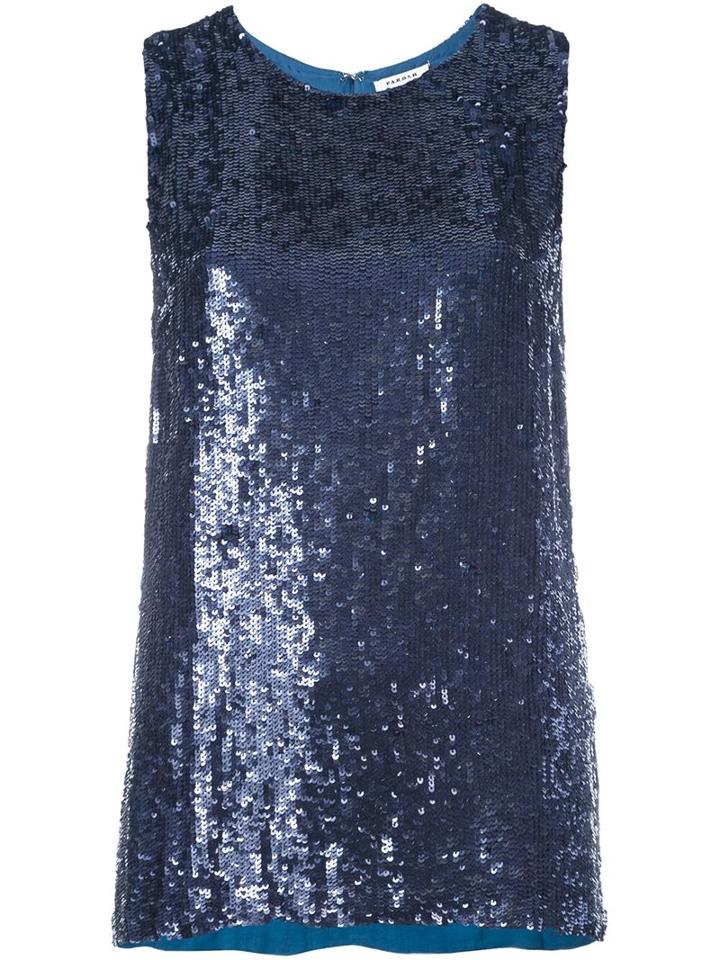 P.a.r.o.s.h. Sequined Tank Top, Women's, Size: Medium, Blue, Viscose/pvc