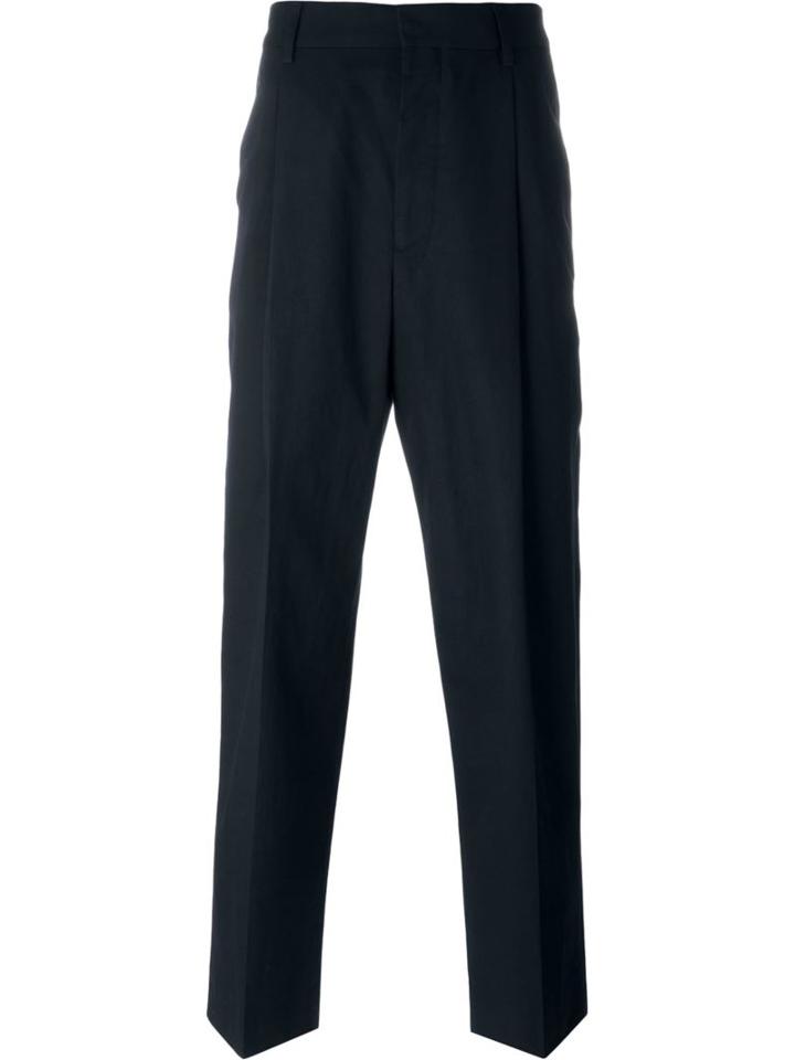 Lemaire Pleated Straight Leg Trousers, Men's, Size: 48, Blue, Cotton/linen/flax