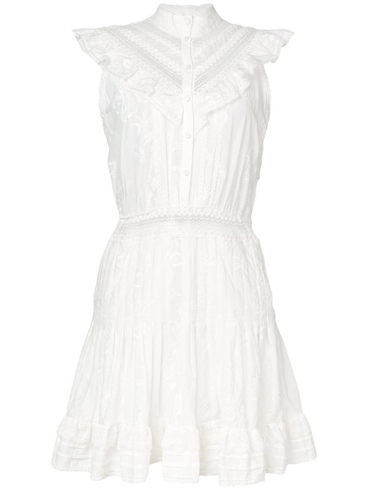 Zimmermann - High Buttoned Neck Dress - Women - Cotton/polyester - 0, White, Cotton/polyester