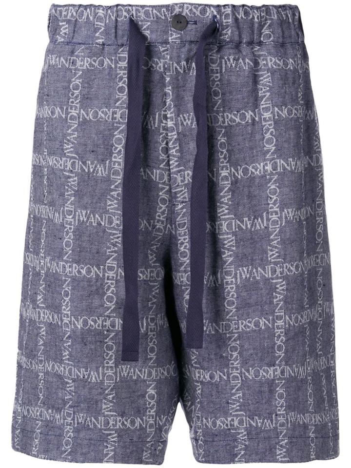 Jw Anderson Logo Grid Print Shorts - Blue