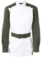 Comme Des Garçons Shirt Belted Contrast Shirt, Men's, Size: Small, White, Cotton