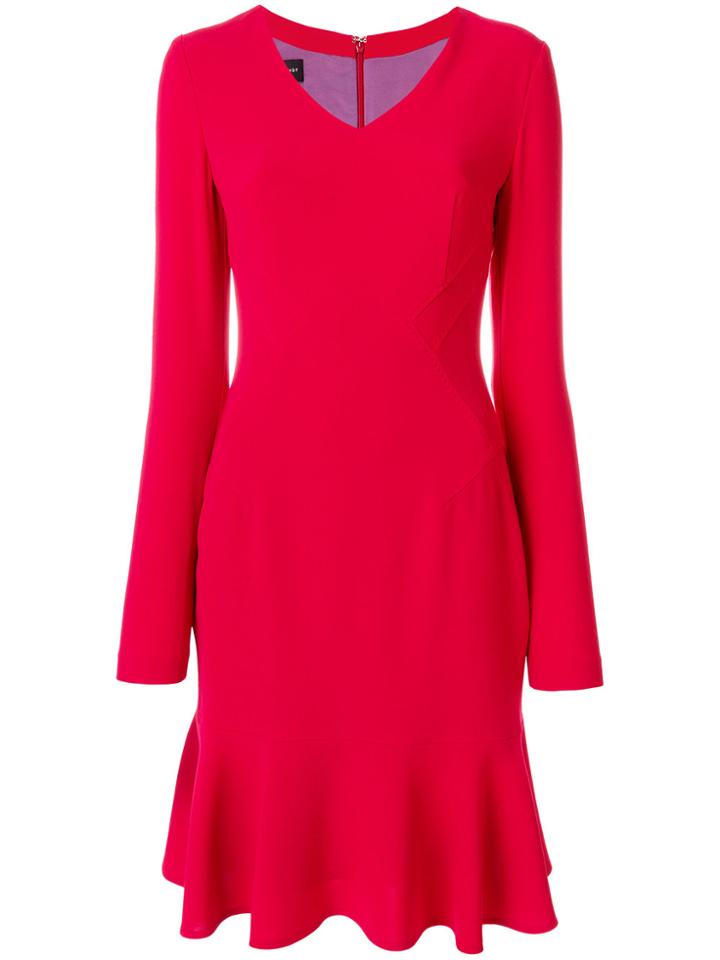 Talbot Runhof Fitted Peplum Dress - Red