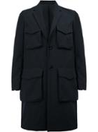 Undercover Flap Pocket Mid-length Coat, Men's, Size: 2, Blue, Cotton/nylon