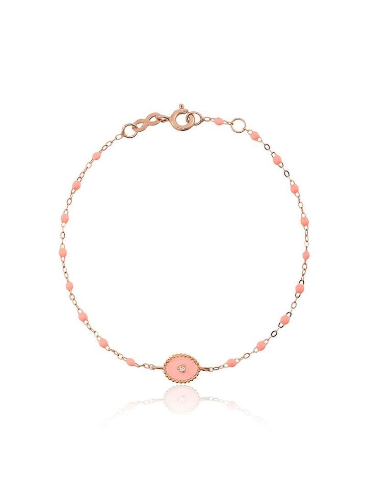 Gigi Clozeau Salmon Pink Rg Bead Diamond And Rose Gold Bracelet