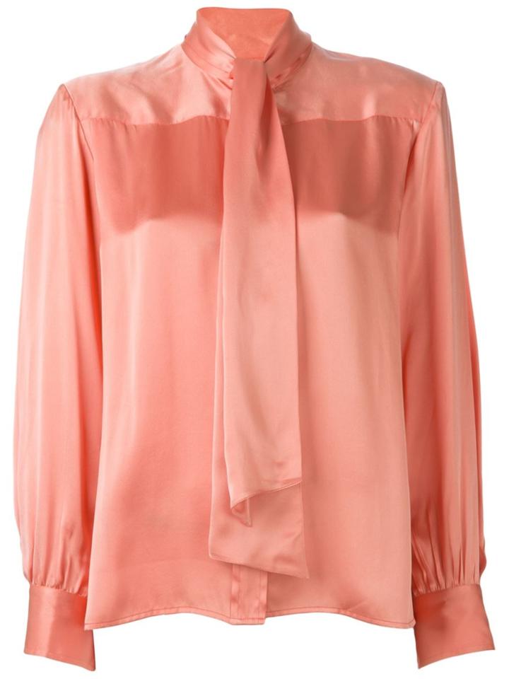 Céline Vintage Pussy Bow Blouse - Pink & Purple