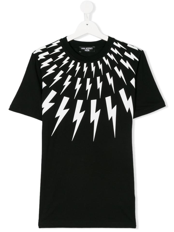 Neil Barrett Kids Lightning Print T-shirt - Black