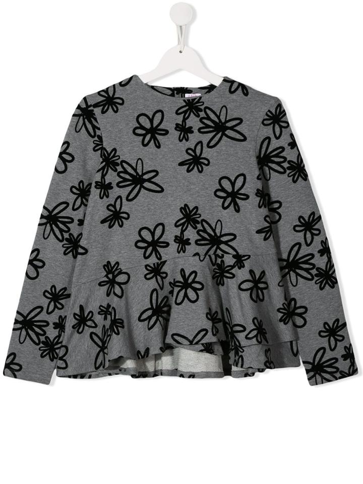 Il Gufo Teen Floral Print Sweatshirt - Grey
