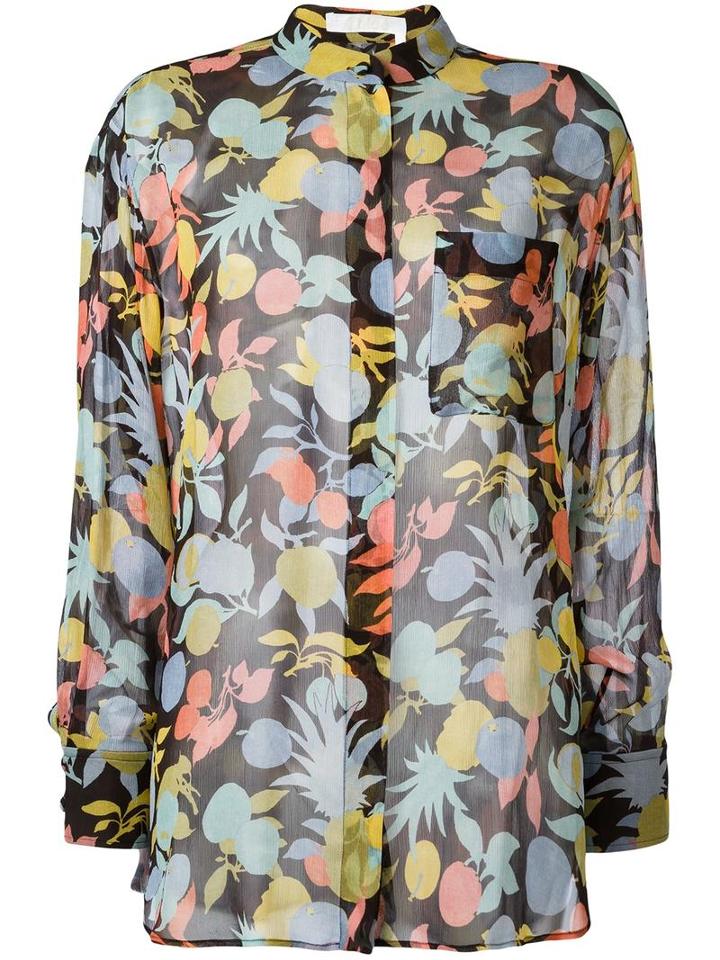 Chloé Fruit Print Blouse, Women's, Size: 38, Black, Silk