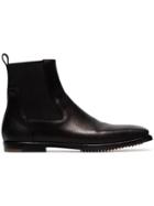 Rick Owens Black Square Toe Leather Ankle Boots