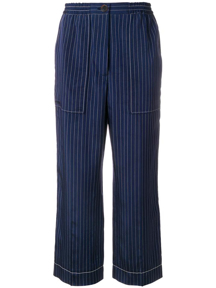 Sonia Rykiel Rive Gauche Striped Trousers - Blue