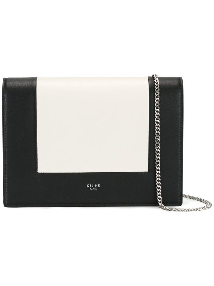 Céline Colour Block Shoulder Bag, Women's, White, Calf Leather/lamb Skin/viscose