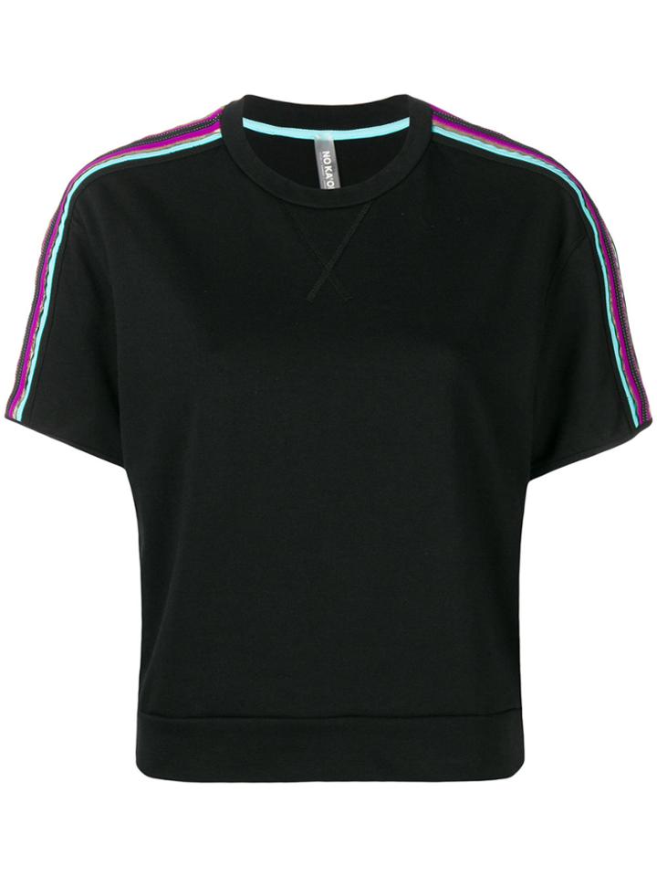 No Ka' Oi Striped Appliqués Shortsleeved Sweatshirt - Black