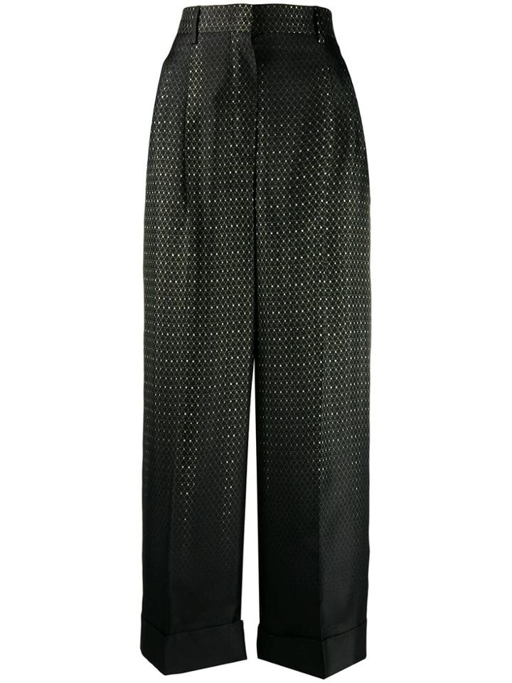 Fendi Wide High Waisted Trousers - Black