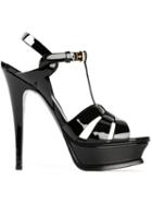 Saint Laurent Tribute Sandals, Women's, Size: 41, Black, Leather/patent Leather