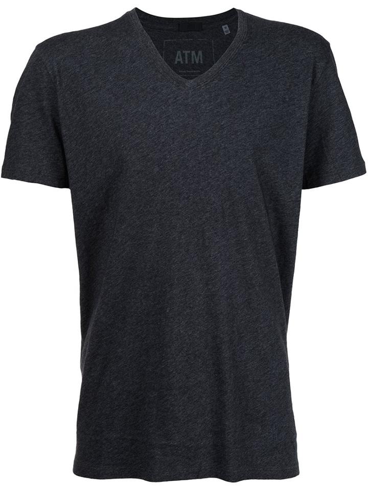 Atm Anthony Thomas Melillo Classic Jersey V-neck T-shirt, Men's, Size: Large, Grey, Cotton