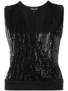 Emporio Armani V-neck Tank Top, Women's, Size: 42, Black, Viscose/polyamide/polyester