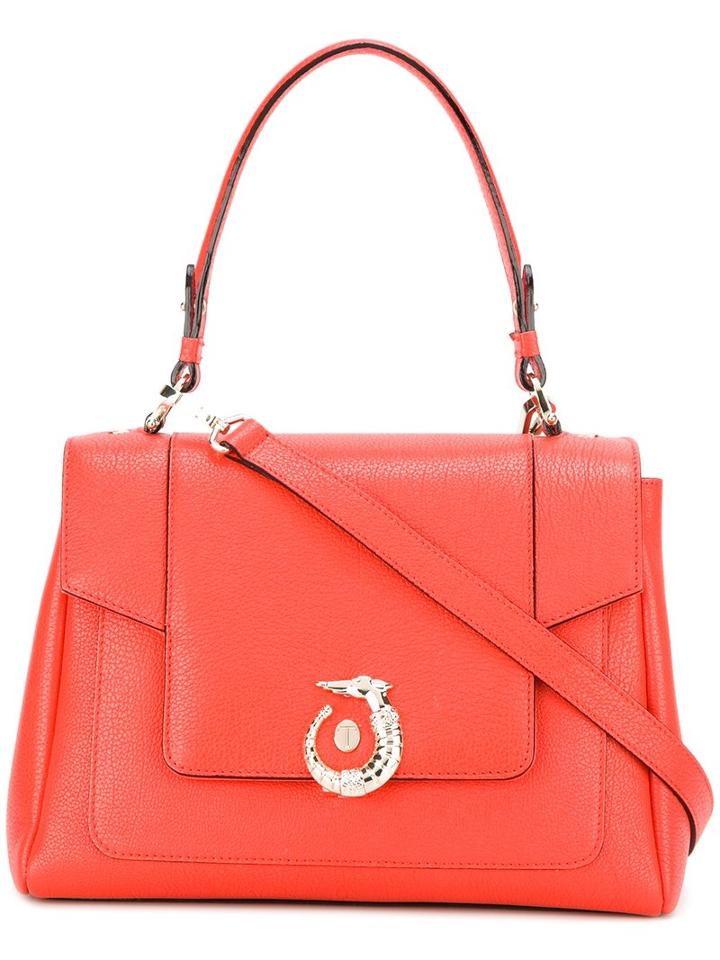 Trussardi Logo Plaque Tote, Women's, Yellow/orange, Leather