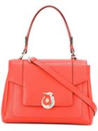 Trussardi Logo Plaque Tote, Women's, Yellow/orange, Leather