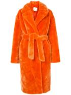 Tibi Luxe Faux Fur Oversized Coat - Orange