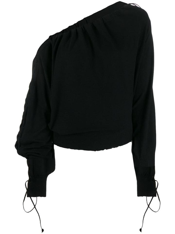 Unravel Project One Shoulder Knitted Blouse - Black