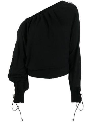Unravel Project One Shoulder Knitted Blouse - Black