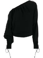 Unravel Project One Shoulder Knitted Blouse - Black