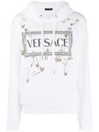 Versace Logo Safety Pin Hoodie - White