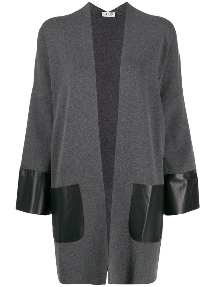 Liu Jo Oversized Contrast Panel Cardigan - Grey