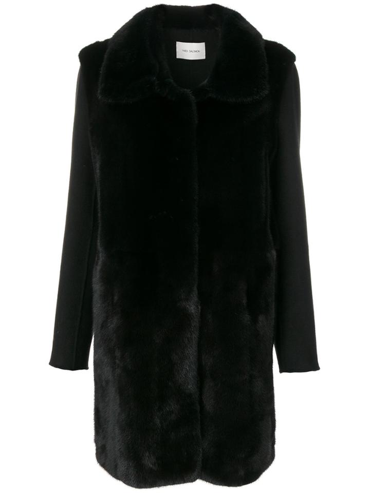 Yves Salomon Four Vison Coat - Black