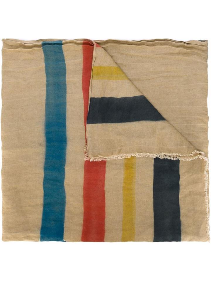 Ermanno Gallamini Striped Frayed Scarf