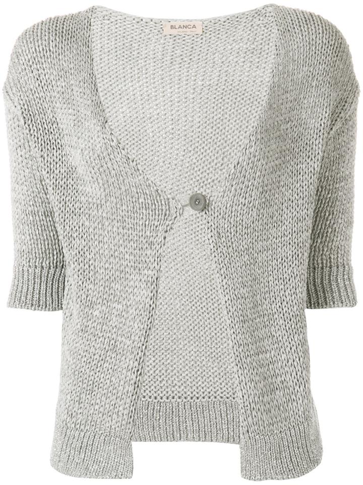 Blanca Cropped Sleeve Cardigan - Grey