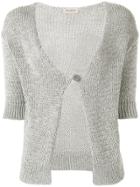 Blanca Cropped Sleeve Cardigan - Grey