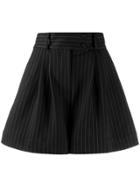 Styland Pinstripe Wide Leg Shorts - Black