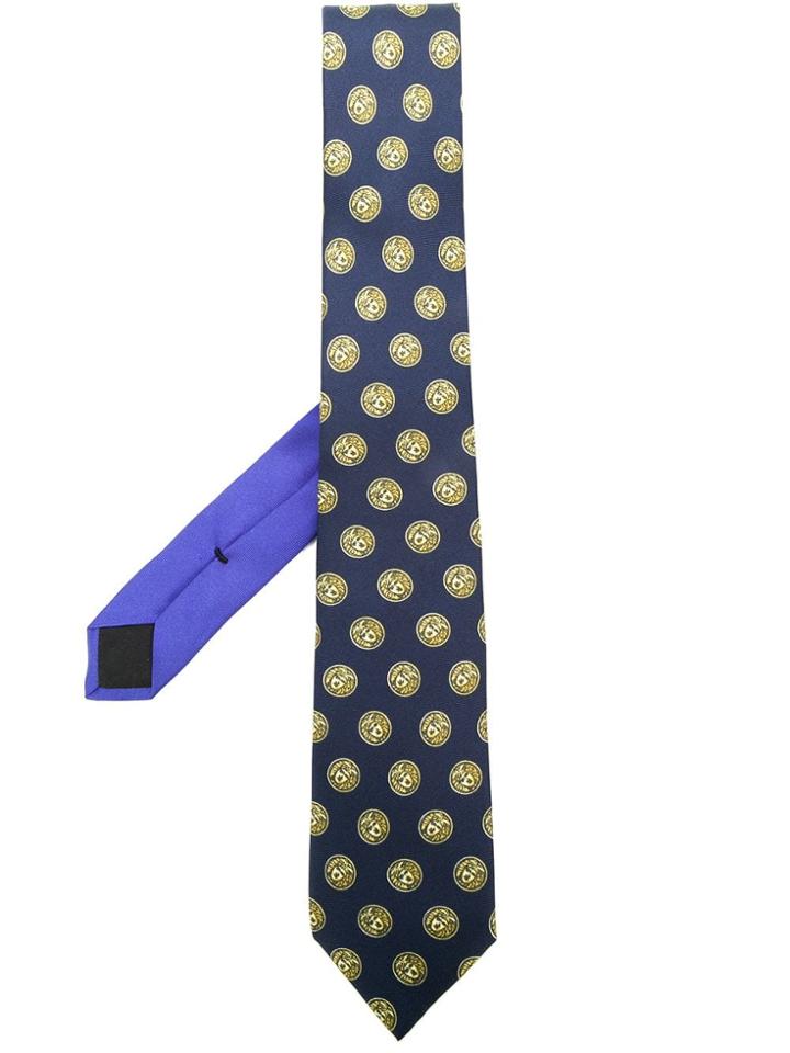 Versace Medusa Medallion Print Tie - Blue