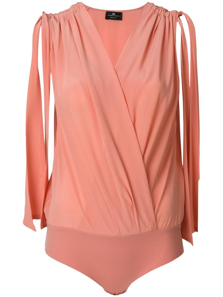 Elisabetta Franchi Ruched Detail Wrap Bodysuit - Yellow & Orange