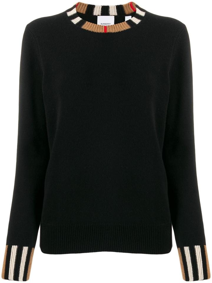 Burberry Vintage Stripe Trimmed Jumper - Black